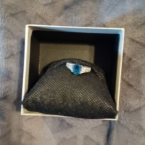 London Blue topaz and white topaz. Size 7. Sterling silver.